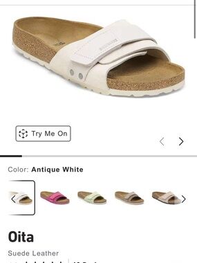 Birkenstock Oita Slide Sandal - Antique White Suede, M, 38
